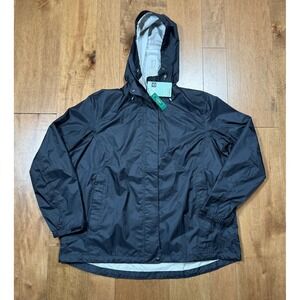 L.L Bean Trail Model Rainwear TEK Jacket Regular Womens 1X Black Outdoor (NWT)